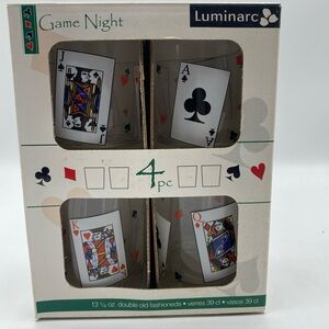Card Deck Suit Poker 4 Luminarc Game Night 13 1/2 OZ Playing Card Glasses VTG